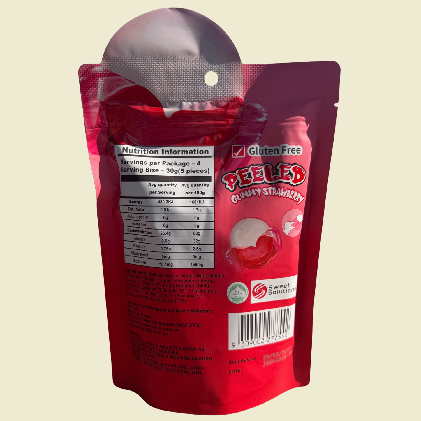 JUICY JELLY PEELED GUMMY -  STRAWBERRY 120g