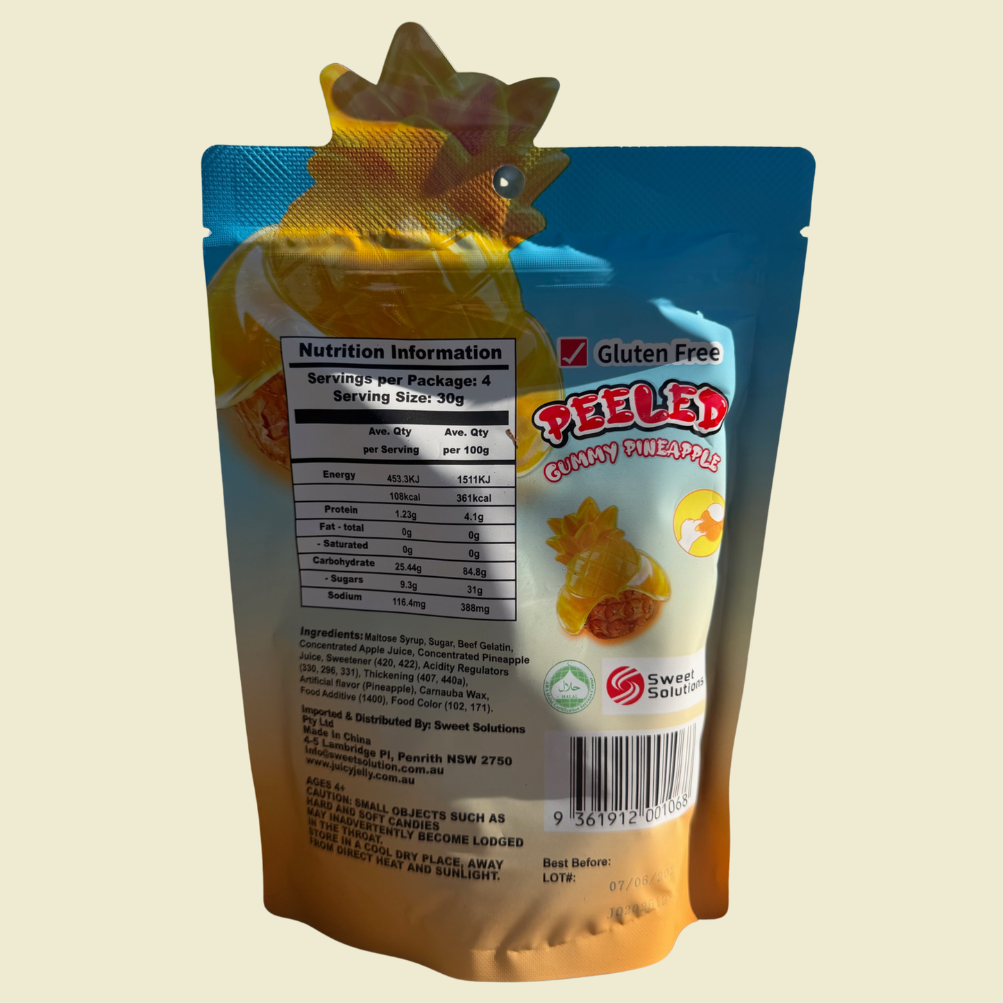 JUICY JELLY PEELED GUMMY -  PINEAPPLE 120g